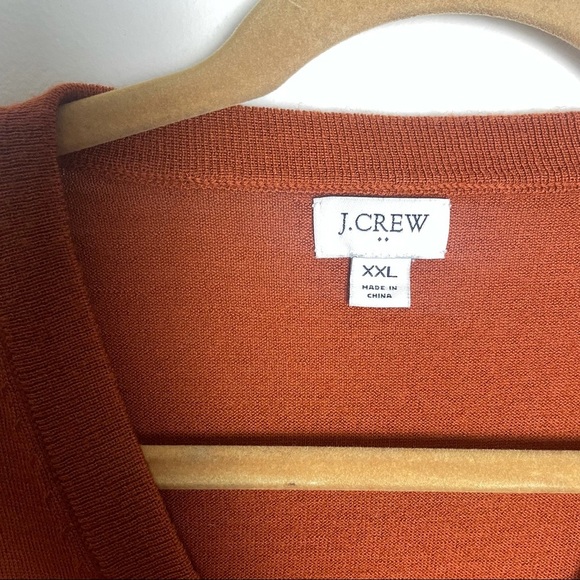 J. Crew Brown V-Neck Merino Wool Blend Long Sleeve Shirt Size XXL - Picture 9 of 9